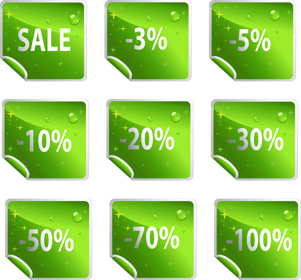 Square green glossy stickers - Vector, afbeelding