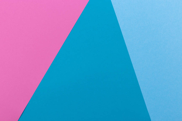 Paper pink, blue, pastel empty background, geometrically located. Color blank for presentations, copy space. - Zdjęcie, obraz