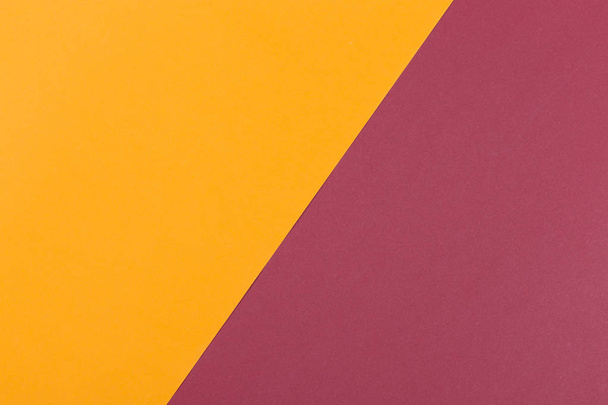 Paper yellow, burgundy, empty background, geometrically located. Color blank for presentations, copy space. - Zdjęcie, obraz