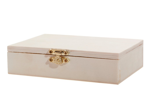 Caixa de madeira branca no fundo branco
 - Foto, Imagem