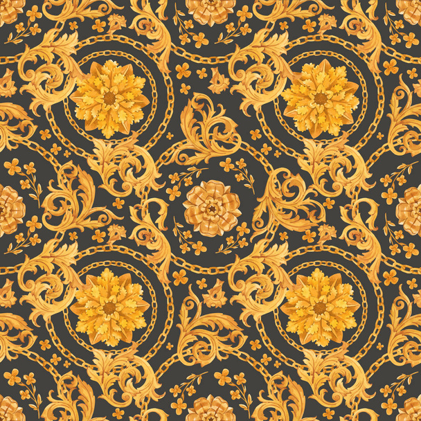 Golden baroque rich luxury vector pattern - Vektor, obrázek