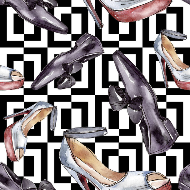 Fashionable sketch glamour illustration in a watercolor style isolated element. Seamless background pattern. - Fotografie, Obrázek