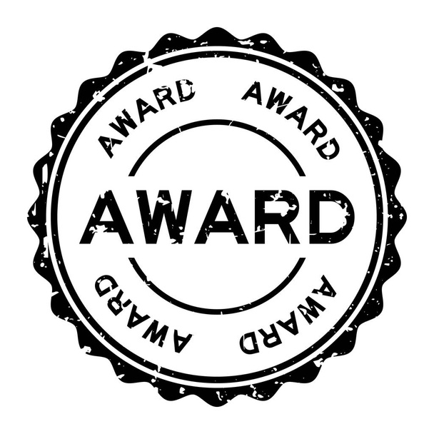 Grunge preto palavra prêmio redondo selo de borracha no fundo branco
 - Vetor, Imagem