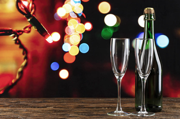 christmas background with champagne - Фото, зображення