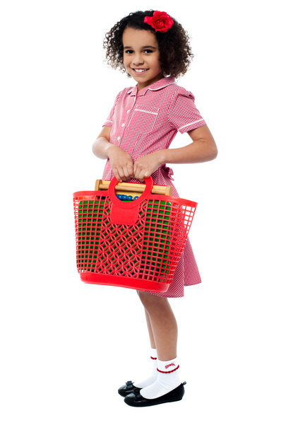 Charming kid carrying school stationery - Photo, Image