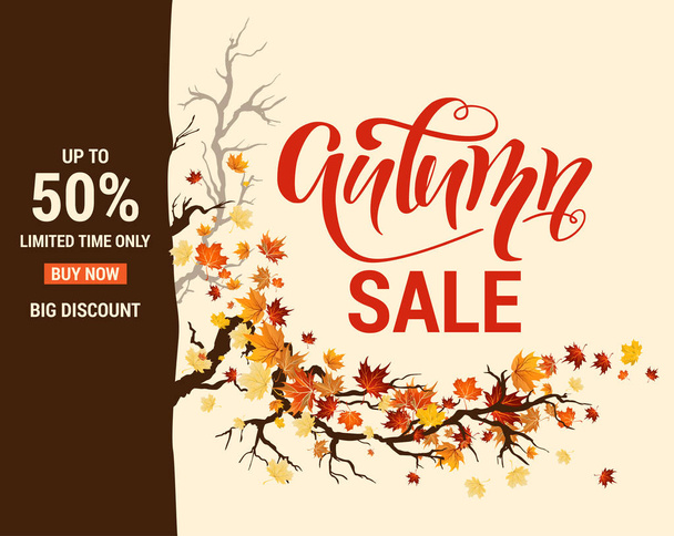 leaves and branches sale template - Vetor, Imagem