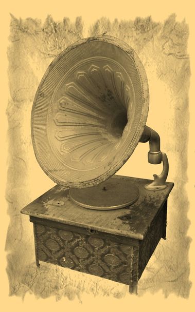 蓄音機、様式化された旧式な写真 - 写真・画像