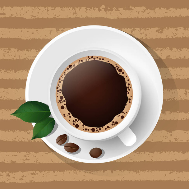 Piękna karta dla miłośnika kawy z filiżanką świeżego kawy - Wektor, obraz