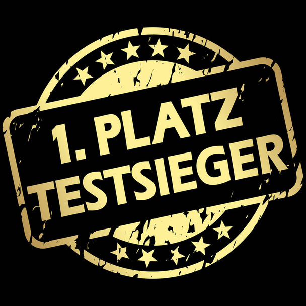 золотой гранж-штамп с баннером 1-е место - победитель теста (на немецком языке
 - Вектор,изображение