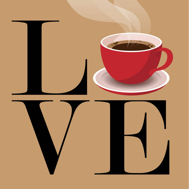 Красива листівка для кавового коханця зі свіжою чашкою кави - Вектор, зображення