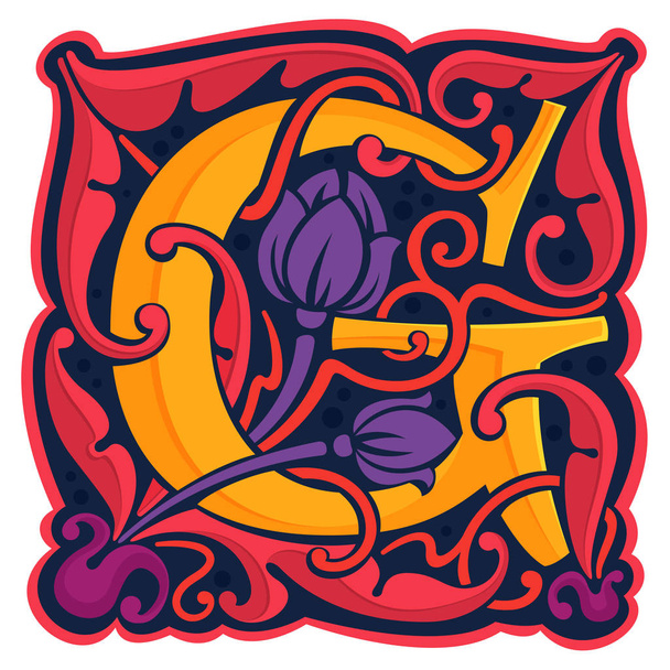 G-літера барвистий антикварний готичний початковий логотип
. - Вектор, зображення