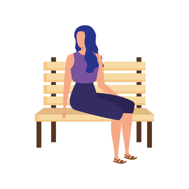 belle et jeune femme assise dans une chaise de parc
 - Vecteur, image