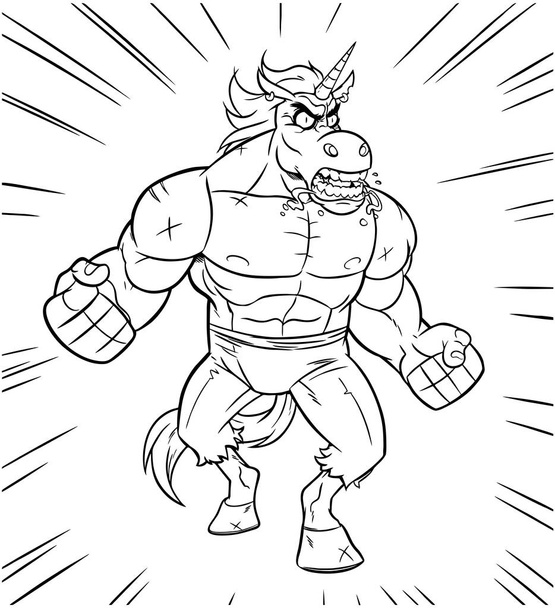 Unicorn Rage Line Art - Vector, afbeelding