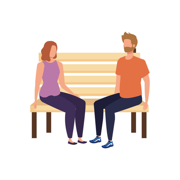 jeune couple amoureux assis dans des personnages de chaise de parc
 - Vecteur, image