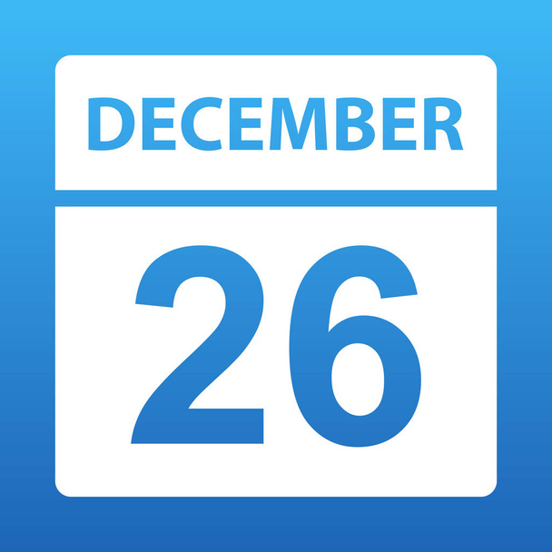 26. prosince. Bílý kalendář na barevném pozadí Den v kalendáři. Dvacet šestý prosince. Vektorová ilustrace. - Vektor, obrázek