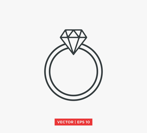 Anéis de casamento de diamante Icon Vector Ilustração
 - Vetor, Imagem