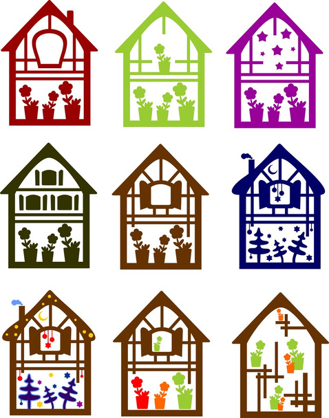 zestaw kolorów małych domów - Wektor, obraz