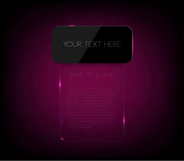 Violet plastic banner with shiny glass - Vector, imagen