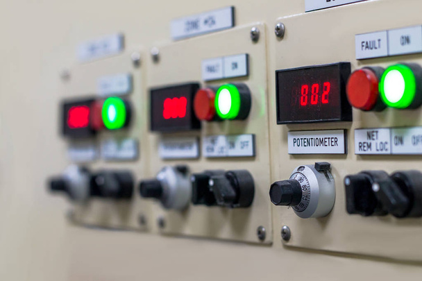 Technical display on control panel with electrical equipment dev - Photo, Image