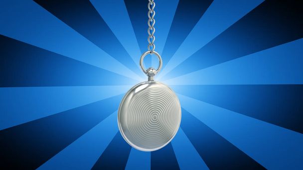 Pocket watch in blue striped background. 3D Illustration. - Фото, зображення