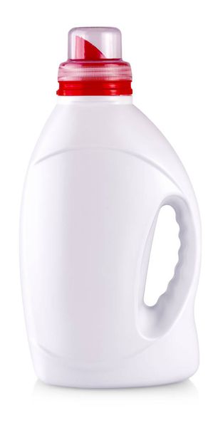 La botella de plástico blanco con un mango en blanco
 - Foto, Imagen