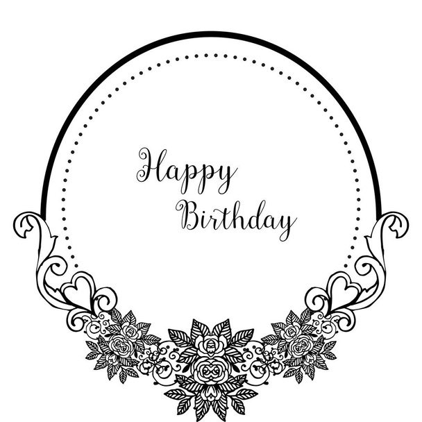 Celebration invitation card, happy birthday lettering, with template vintage wreath frame. Vector - Vector, Image