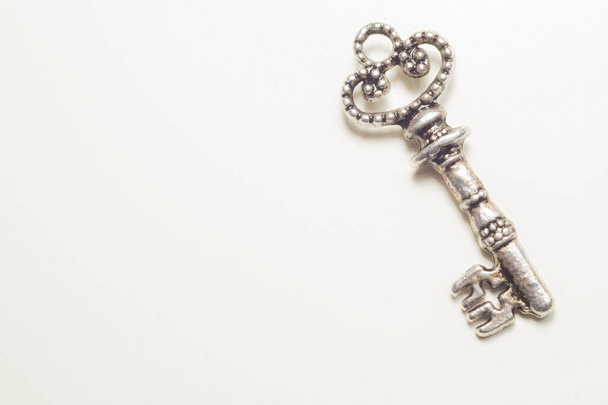 Vintage key isolated on white background. safety concept - Фото, изображение