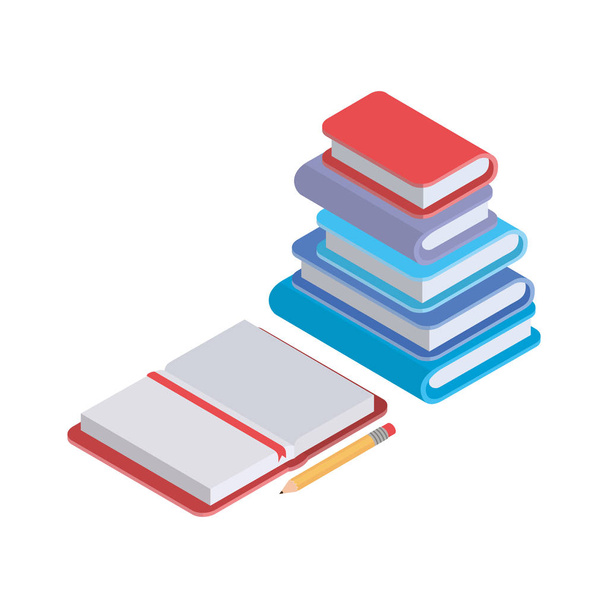 stack of books on white background - Vector, Image