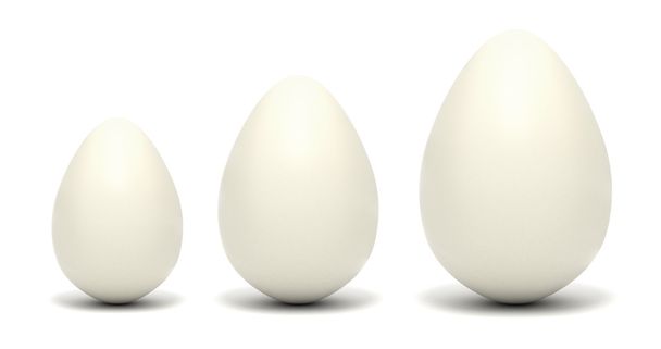 Image of 3 eggs over white - Photo, image