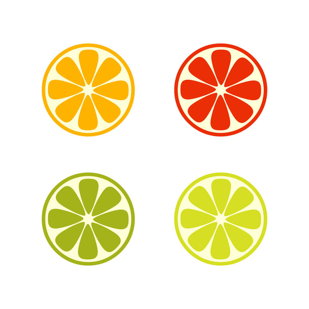 白い背景に分離されたベクトル柑橘類のスライス - ベクター画像