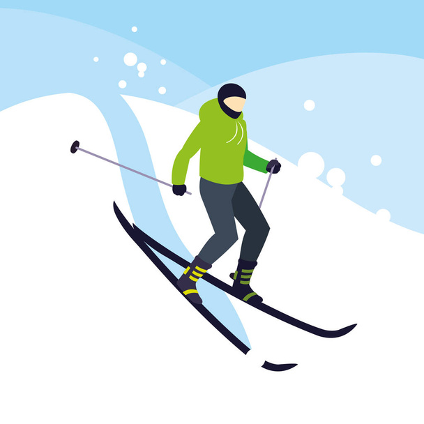 極端なアイススキースポーツを練習する男 - ベクター画像
