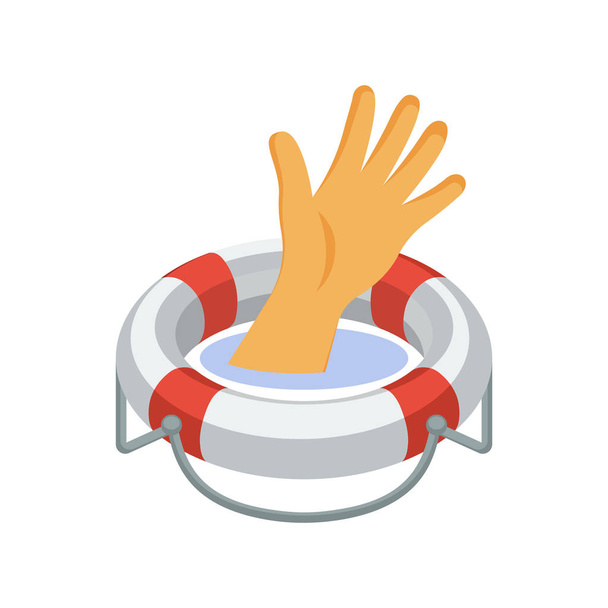 Ilustrované ikony s koncepcí pomoci při utopení ve vodě - Vektor, obrázek