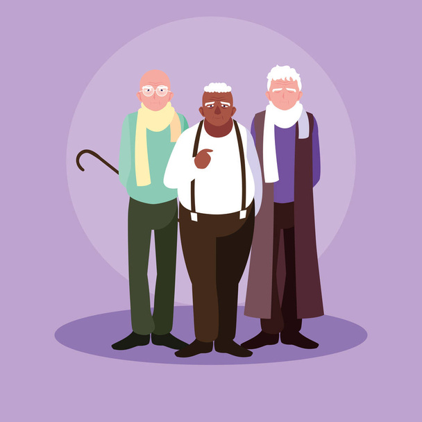 grupo de homens velhos caráter avatar
 - Vetor, Imagem