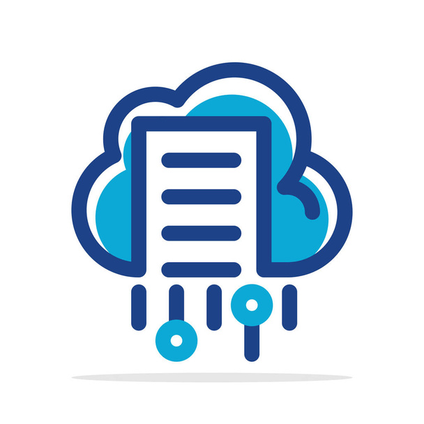 Illustrierte Symbole mit dem Konzept des Dokumentenmanagements auf Basis der Cloud-Computing-Technologie - Vektor, Bild