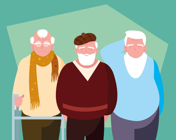 ομάδα των παλαιών ανδρών χαρακτήρα avatar - Διάνυσμα, εικόνα