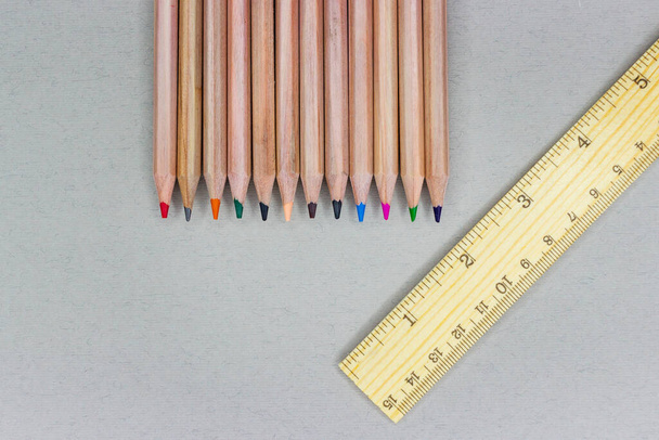 Texture wood colored pencils. Colored pencils macro. - Фото, зображення