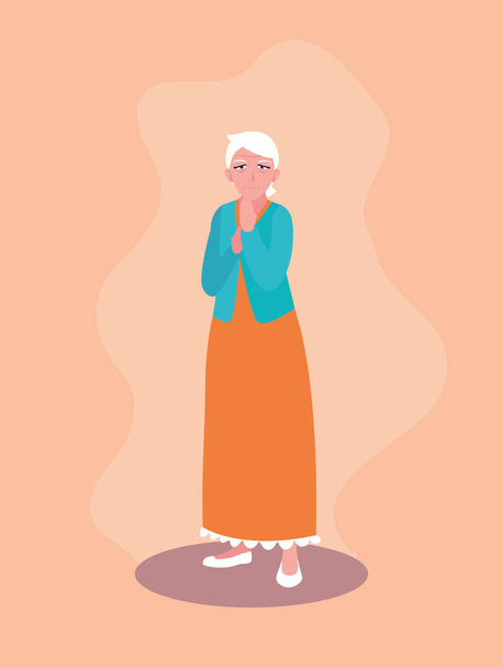 carácter avatar mujer vieja linda - Vector, imagen