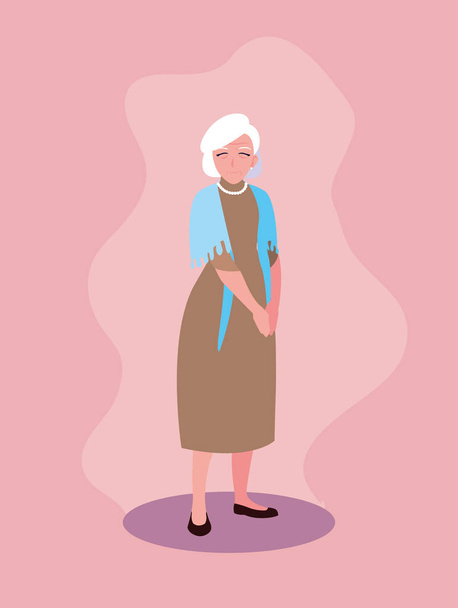 oude vrouw met jurk avatar karakter - Vector, afbeelding