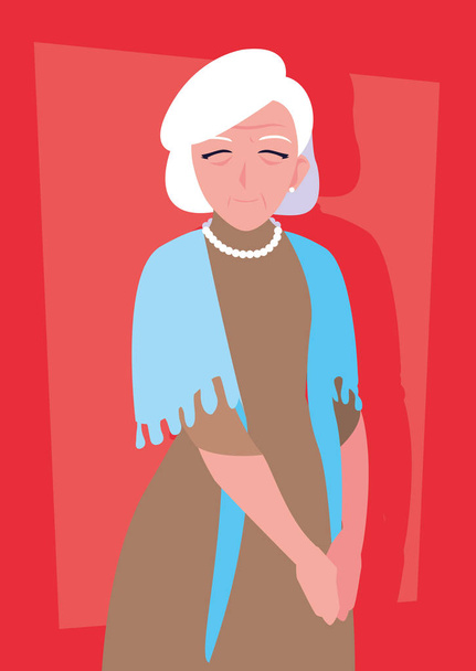 старуха с персонажем аватара
 - Вектор,изображение