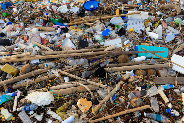 Beach plastic pollution - Photo, Image