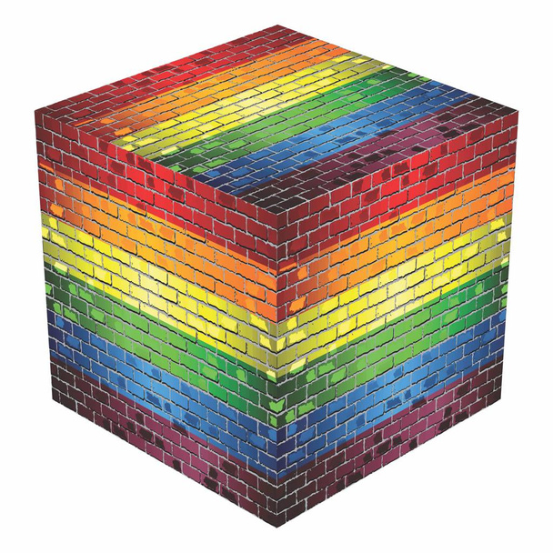 Homosexuální hrdost krychle z cihel-ilustrace - Vektor, obrázek