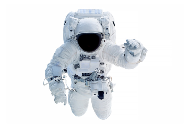 Astronaut v kosmický skafandr, šíří ruku, izolovaná na bílém pozadí. Prvky tohoto obrazu poskytl NASA - Fotografie, Obrázek