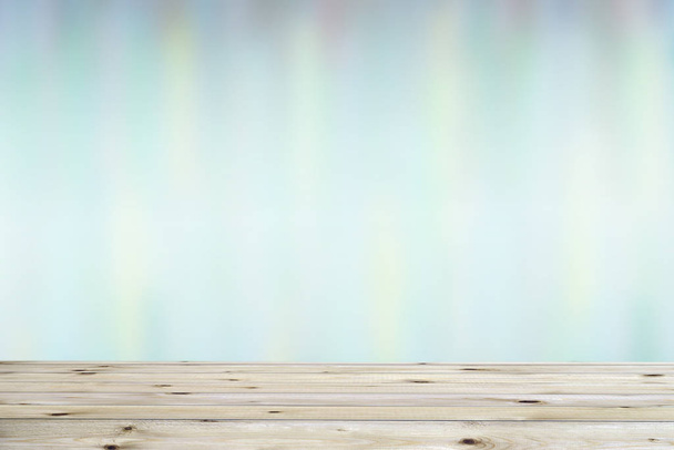 Wood table top on blur nature background - Foto, Bild
