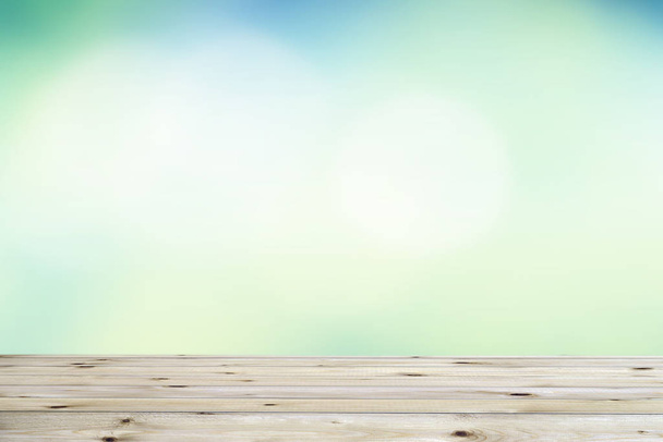 Ξύλινος πίνακας πάνω στον Θάμπωμα φόντου φύση - Φωτογραφία, εικόνα