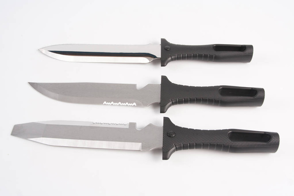 Klassiek drie snijdend mes met witte achtergrond. - Foto, afbeelding