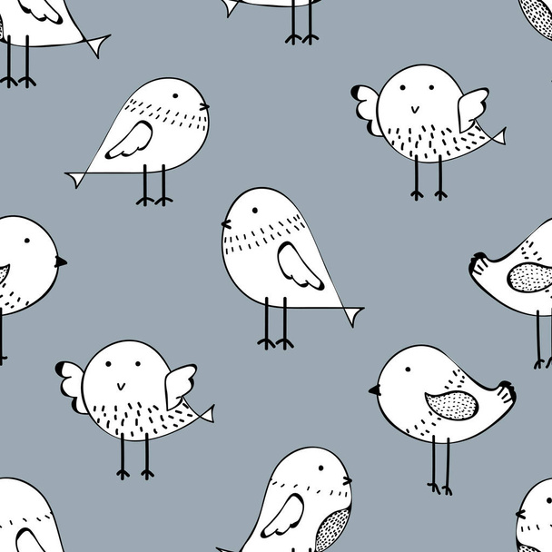 Cute bird seamless pattern background. Vector illustration for fabric and gift wrap paper design. - Vector, Image