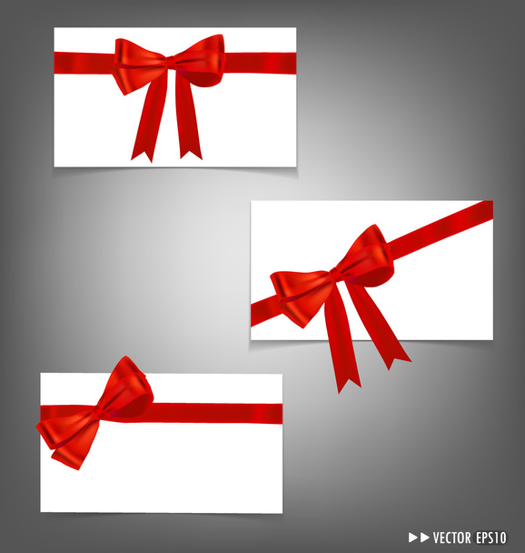 Card with red ribbons bows. Vector illustration. - Vektori, kuva