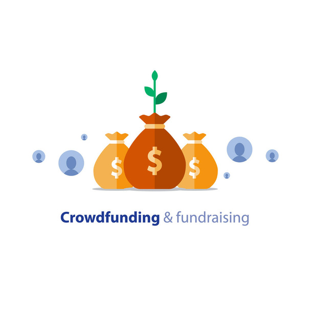 Fundraising campaign, crowdfunding concept, charity donation, vector illustration - Vector, Image