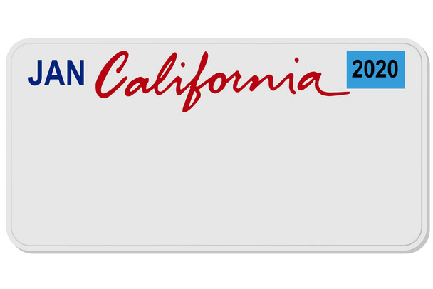 california new car digital registration plate vector - Vector, Image