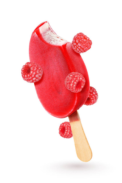 Framboesa gelado vermelho picolé isolado
 - Foto, Imagem